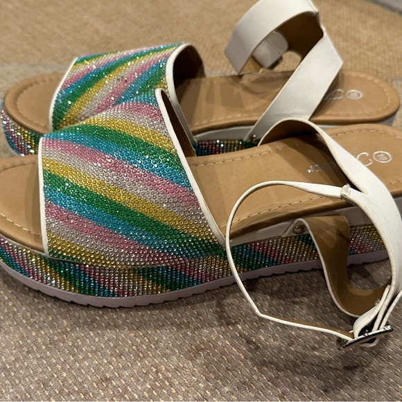 Colorful Rhinestone Wedge Sandals - Size 10 - Picture 5 of 5